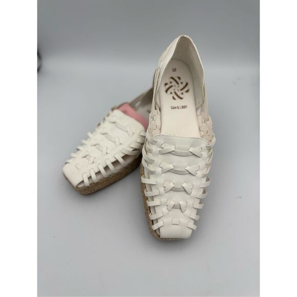 NWT Sam & Libby Womens White Asha Saddle Espadrille Woven Sandals Size 10 - Picture 2 of 8